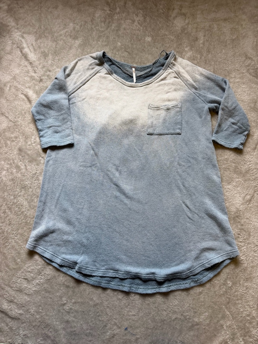 Free People Dusty Light Blue Raglan Pocket Tee
